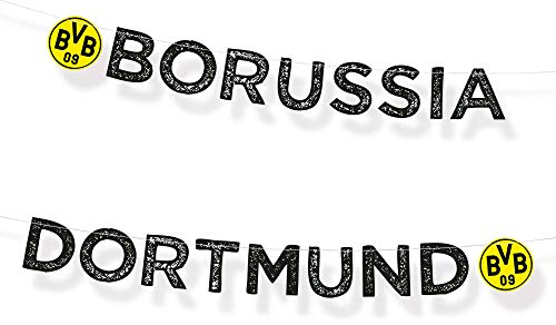 Amscan 9908532 - Partykette BVB, Länge 180 cm, aus Pappe, Borussia Dortmund, Girlande, Hängedekoration, Fußball, Party, Fan, Geburtstag