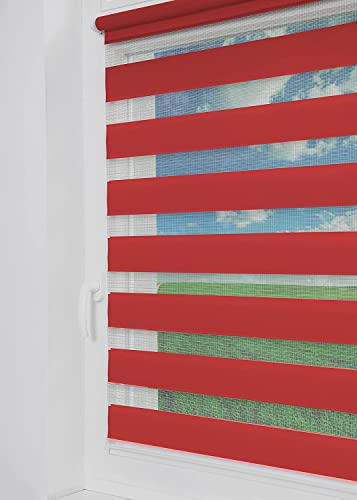 Tom'Shop® Doppelrollo DuoRollo [Rot, 105cm x 150cm] Duo Rollos für Fenster Klemmfix ohne Bohren mit Klämmträger Fensterabdeckung Fensterrollo leichte Montage