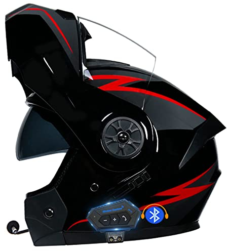CNNGU Klapphelm Motorradhelm, Bluetooth Integralhelm, Mit Doppelvisier, ECE Genehmigt, Hochfeste Schale, Atmungsaktiv Und Bequem, Für Erwachsene, Frauen Und Männer