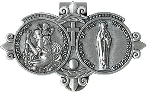 Fanhostco Médaille de Saint Christophe pour voiture avec clip pour pare-soleil de voiture - Cadeau de sécurité pour jeunes et vieux conducteurs, adolescentes, hommes (1 pièce)