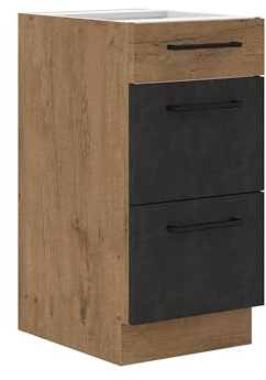Vigo Unterschrank 40 cm Eiche Lancelot Matera Grau Küchenzeile Soft-Close Küche