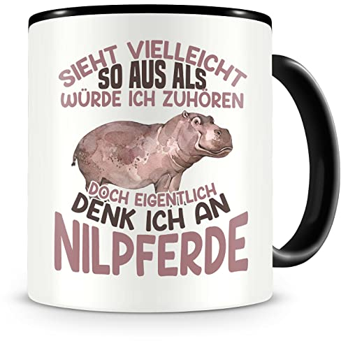 Samunshi® Nilpferde Tasse mit Spruch Sieht vielleicht so aus Nilpferd Geschenk für Nilpferde Fans Kaffeetasse Lustige Tassen zum Geburtstag 300ml