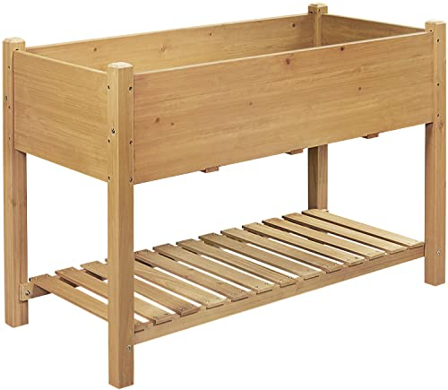 Yaheetech Hochbeet Kräuterbeet Frühbeet Pflanzbeet Pflanzkasten für Garten/Terrasse/Balkon, 119 x 57 x 80 cm, mit Ablage