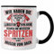 Trendation - Feuerwehr Spruch Geschenk Tasse Feuerwehrmann Geschenkidee Lustig Männer Wir Haben Die Längsten Schläuche (Schwarz)
