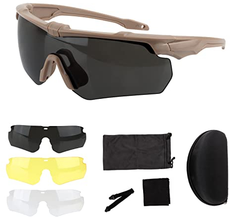 FOCUHUNTER Sportbrille Schutzbrille Anti-Fog-Brille, Brille, Autofahrerbrille Anti-UV400-Sonnenbrille Brille Männer & Frauen zum Radfahren, Wandern, Laufen, Lesen (Khakifarbener Rahmen)