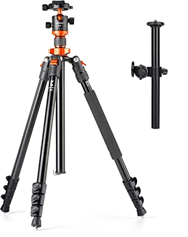 K&F CONCEPT S210 78.7Inch Photography Tripod Monopod Aluminum Alloy Camera Tripod Stand 10kg/22lbs Load Capacity with 360° Rotatable Ballhead Detachable Horizontal Extension Arm for DSLR Camera