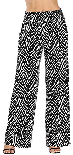 EXCHIC Damen Boho Gerade Beine Elastische Taille Palazzo Hose Freizeit Leichtes Yoga Loungehose mit Taschen (XXL, Series 2#11)