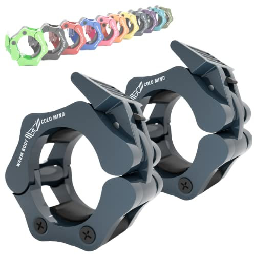 WARM BODY COLD MIND Verstärkt 50mm Hantelverschlüsse/Olympic Barbell Collars - Schnellverschluss Hantel Clips, Olympische Hantelverschluss, Langhantel Klemmen, Hantelklemmen (Grau)