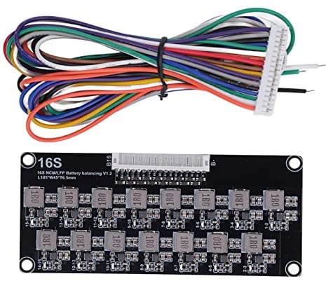 Kadimendium Active Equalizer Balancer 16S Batterie-Equalizer mit Kabel Induktiver Akkupack Balancer Board 2‑4,5 V Equalizer-Modul