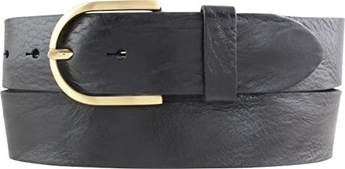 BELTINGER Damen-Gürtel aus Vollrindleder Used-Look 4 cm | Jeans-Gürtel für Damen mit goldener Gürtelschließe 40mm | Ledergürtel Vintage-Look 4cm | Schwarz 85cm