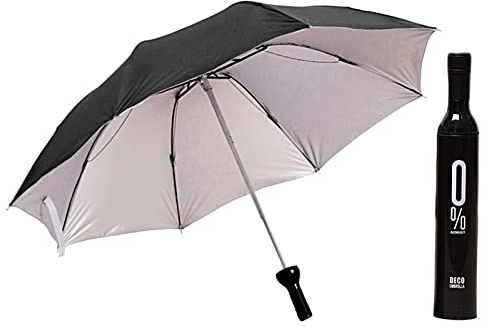 SHINROAD Portable Wine Bottle Umbrella - Waterproof, Windproof, Compact, Fun Gift for Travel