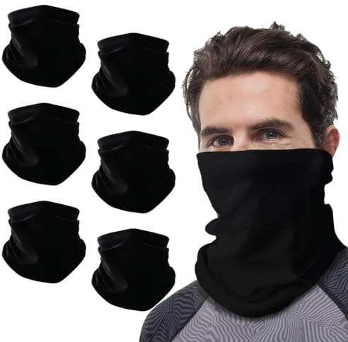 wonderCat LONDON 6 PCS Unisex Neck Warmer, Tube Seamless Multifunctional Balaclavas, Face Cover, Face mask, Cycling mask, Ski Mask, Face Snoods Headwear, Cycling Daily Wear (Black)