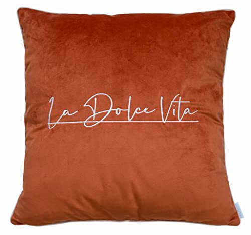 DECORATORE Bestickter dekorativer Kissenbezug La Dolce Vita Velvet Premium - Kissenbezüge - Sofa Kissenbezug - Kissenbezug - Möglichkeit der Personalisierung - 45x45cm