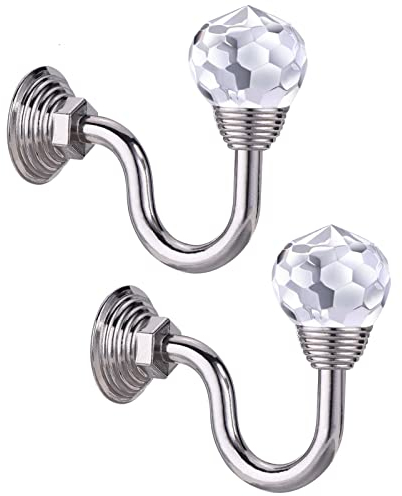 2 Pezzi Ganci Fermatende Decorativi In Metallo, Metal Holdback Cristallo Tenda Fermatenda, Ferma Tenda Da Muro, Gancio Fermatenda Da Muro Classico, Per Tende Da Parete Vestiti(Argentato)