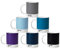 Pantone Porzellan Kaffee Becher 6er-Set, 6 Kaffeetassen à 375 ml, mit Henkel, spülmaschinenfest, Blautöne
