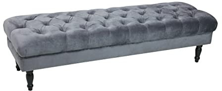 Visco Therapy JOY Upholstered Decorative Styling Bench, Bedroom Bench Seat, Tufted and Cushioned Entryway Foot Stool. Living Room, Bedroom, Dining Room Furniture. (Grey)