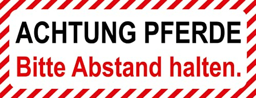 mrdeco Metall Schild 27x10cm gewölbt Achtung Pferde bitte Abstand Deko Blechschild Tin Sign