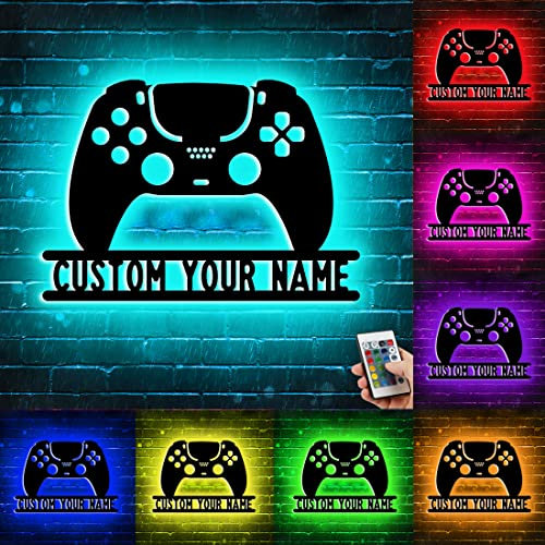 SweetJECCU Panneau néon personnalisé pour décoration murale, manette de jeu, accessoire de décoration de salle de jeu, lumière néon pour adolescents, garçons, filles, enfants (manette de jeu 4)