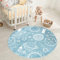carpet city Teppich Kinderzimmer Weltall - Blau - 120 cm Rund - Kinderteppich Kurzflor mit Sternen, Raketen, Planeten - Weicher Flor