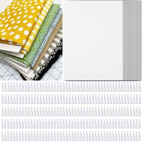 60 Pcs Thicken Comic Book Boards and 240 Pcs Clear U Shape Plastic Alligator Clips, Thickness 1 mm Fabric Organizer Boards for Folding and Storing Fabric, 7.5 x 10.6 Inch (60)