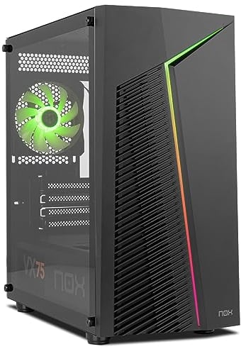 NOX XTREME PRODUCTS Infinity Zeta - Minitorre M-ATX/ITX ARGB Rainbow dinámica, Panel Lateral Cristal Templado, Espacio para 6 Ventiladores, Compatible con gráficas hasta 310mm, USB 3.0, Color Negro