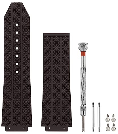 SANDEIN Schwarzes Silikon-Uhrenarmband, kompatibel mit Hublot Big Bang 25 mm