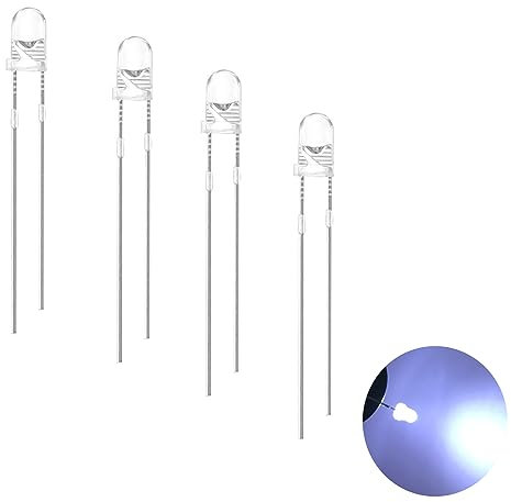 120 Stück 3mm LED Leuchtdioden, 2 Pin LED Dioden, Extra Hell 3 mm LED Sortiments kits, Diffus Dioden Set für Wissenschafts projekte, Heimwerkerprojekte (Weiß 120 Stück)