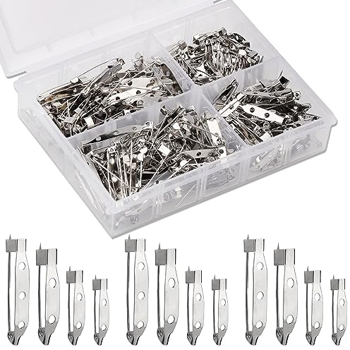 Lot de 200 épingles de sécurité avec Fermoir arrière pour la Fabrication de Bijoux, étiquettes de nom et Bricolage (20 mm/25 mm/30 mm/35 mm).