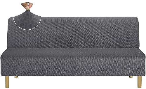 Granbest Verdickte Hohe Dehnung Armlose Futonbezug,Neue Muster Weiche Futon Abdeckung für Faltendes Schlafsofa Anti-Rutsch Sofabezug ohne Armlehne (Futon,Grau)