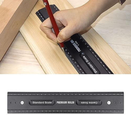 Lineal Mit Gerader Kante, Metalllineal, Aluminium, Holzbearbeitungslineal, Schneidelineal, Messen, Zeichnen, Anreißen, Lineal, Ritzlineal Mit Gewindeloch Für Konfigurierbare T-Lineal-Begrenzer