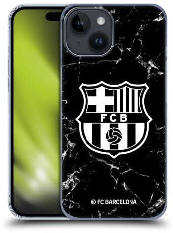 Head Case Designs Offizielle FC Barcelona Marmor Schwarz Wappen Muster Harte Rueckseiten Handyhülle Hülle Huelle kompatibel mit Apple iPhone 15