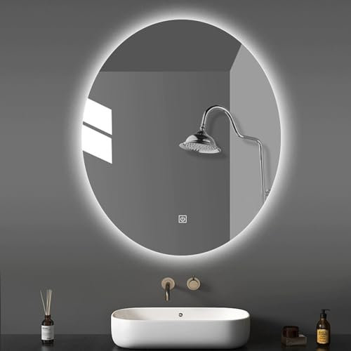 JSWHYBD Miroir De Salle De Bain Montage Mural Miroir De Salle De Bain Miroir Mural Ovale LED Miroir De Salle De Bain Haut-Parleur Surround Bluetooth, Désembuage 70 * 90cm