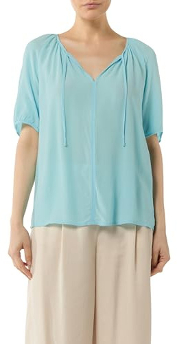 Comma Crêpe-Bluse mit voluminösen Ärmeln und Raffung