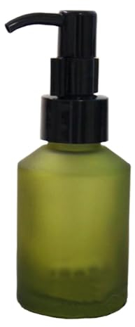MZUU 60ML/2OZ Empty Refillable Green Frosted Glass Bottles with Pump Vial Cosmetic Cream Lotion Dispenser Jars Storage Container for Essential Oil Emulsion Essence