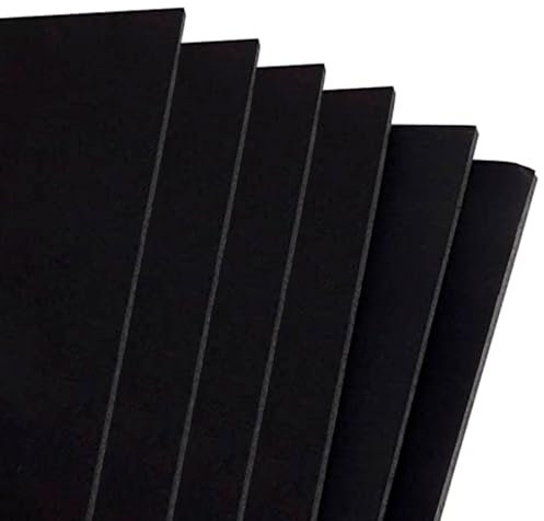 AC - Pack de 6 láminas adhesivas de cartón pluma, grosor 5 mm, manualidades, soporte para presentaciones, maquetas, base de cuadros (Negro, 50 x 70 cm)
