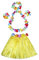 arneval Kostüm Set Damen Mädchen Fransen Kurz Tutu-Röcke Gras-Rock Blumen Kopfring Halskette Armband 4-teiliges Set (Yellow, One Size)