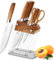 Acrylic Kitchen Knife Set - 6 Piece Knife Set,Clear Knife Base and Stainless Steel Blade, Carries Scissors ，Paring Knives, Utility Knives, Carving Knives, Bread Knives and Kitchen Knives（Wood Grain）