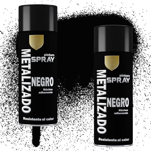 Etrexonline Pintura Spray Multicolor Profesional | 400ml | Adecuado para Metal, Madera & Plástico | Negro Metalizado | Secado Rápido | Paquete de 2