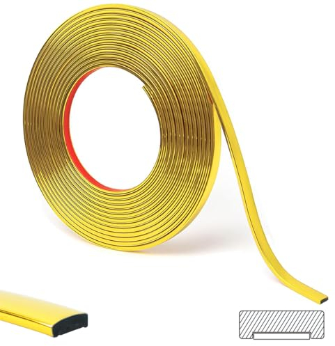 16.4 Ft Peel and Stick Trim,Flexible Peel and Stick Trim Molding,Molding Trim for Wall Tile Edges,Kitchen,Ceilings,Backsplash and Mirrior Frame Decor(Gold)