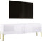 3E 3xE living.com TV- Schrank in Weiß Matt/Weiß Hochglanz mit Beinen in Gold, A: B: 140 cm, H: 52 cm, T: 32 cm