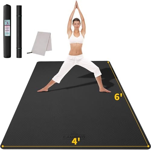 CAMBIVO Yogamatte XXL, Yoga Matte 183cm x 122cm x 12mm, Trainingsmatte Fitnessmatte Extra-Dick, Breite Sportmatte Rutschfest, TPE Gymnastikmatte mit Handtuch, für Pilates, Gym, Zuhause, Workout