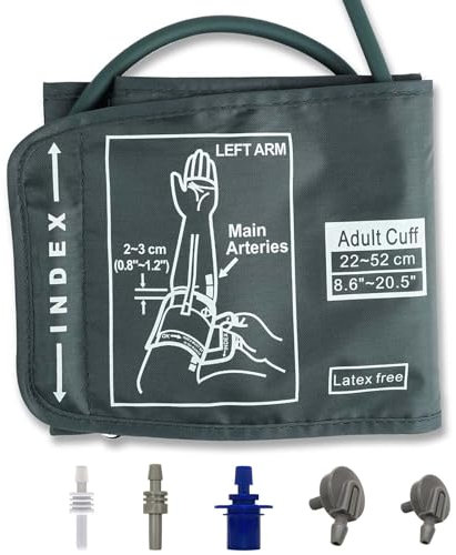 Blood Pressure Cuff,Extra Large Blood Pressure Cuff Includes 5 Universal Interface, Adjustable 22-52CM XL Blood Pressure Cuff for Big Arms Compatible with BP Monitors(Dark Gray)