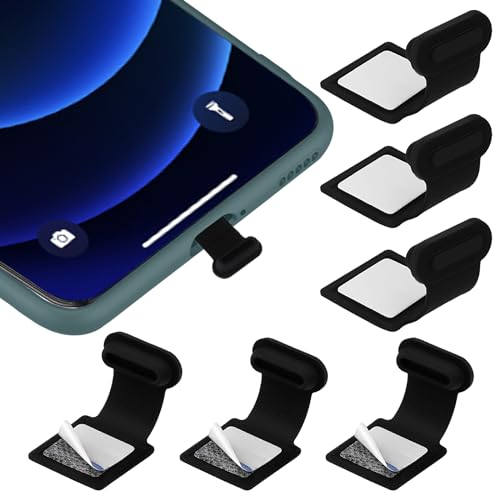 Amabro 6 Stück USB C Staubschutzstecker, USB C Anschlusskappenschutz, Handy-Staubschutz, Silikon Anti Staub Steckerabdeckung für Telefone mit USB Typ C Ladeanschluss(Schwarz)