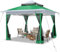 VOUNOT® Carpa Plegable Gazebo 3.6x3.6m con Botón Central y Laterales de Malla, Cenador Pabellón Pop Up de Jardín Techo Doble y Bolsas de Arena, Protección UV, para Camping, Fiestas, Exterior, Verde