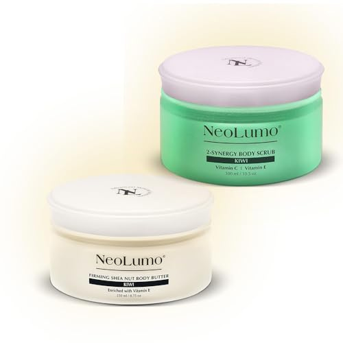 Luxuriöses Pflege-Set Straffende Shea-Nuss Body butter und Body Scrub Kiwi – Neolumo (ehemals ObeyYourBody)