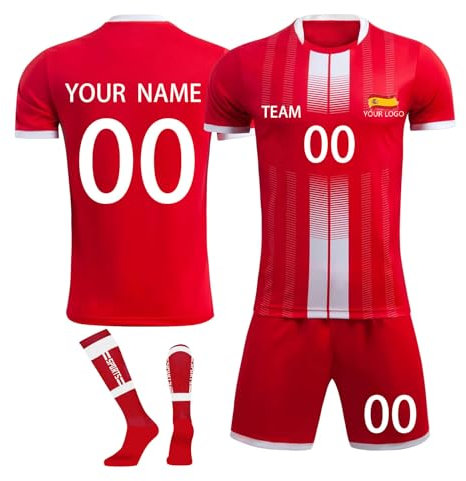 Española Camisetas de Fútbol Personalizadas para Hombres y Mujeres Camiseta de Entrenamiento Deportivo con Nombre y Número Ropa Futbol Niño Infantil/Adulto 2024/2025 - Réplica Oficial con Liciencia