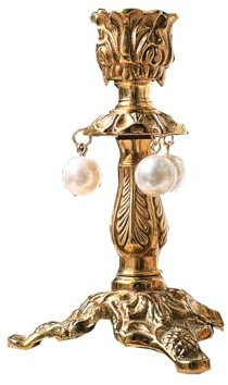 Bougeoir vintage en laiton sculpté en forme de fleur | Bougeoir antique en métal doré pour bougies coniques sur pied pour table à manger