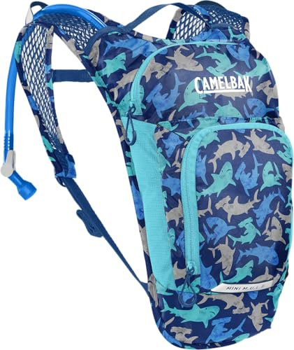 CamelBak Mini M.U.L.E. Trinkrucksack für Kinder zum Wandern und Radfahren, 1,4 l, Haie