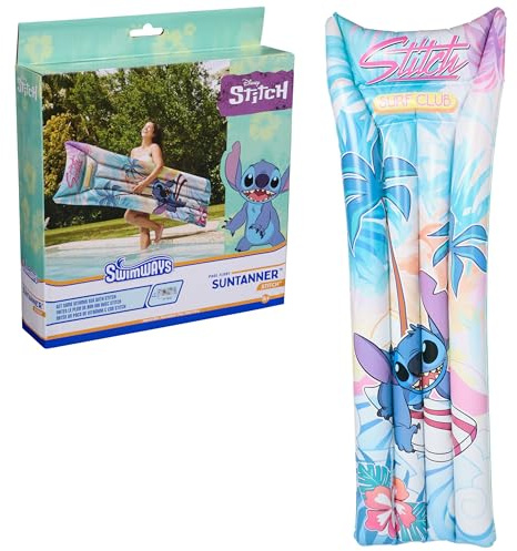 Swimways Stitch Suntanner Pool-Schwimmer, aufblasbare Pool-Schwimmkörper & Kinder-Pool-Spielzeug, Schwimmbadzubehör & Strand-Essentials für Jugendliche ab 14 Jahren