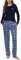 Irdcomps Pyjama Femme Hiver Coton Ensemble de Pyjamas Vêtements de Nuit à Manches Longues col Rond Pantalon de Pyjamas à Carreaux avec Poches Bleu Marine XXL